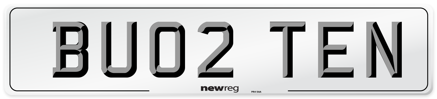 BU02 TEN Number Plate from New Reg